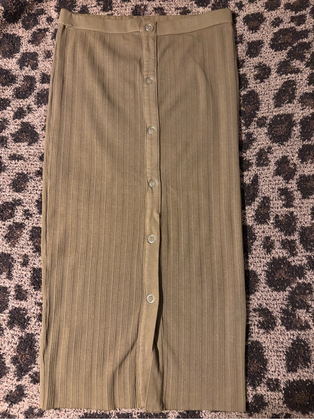 Enza Costa Rib Knit Snap Button Down Midi Skirt